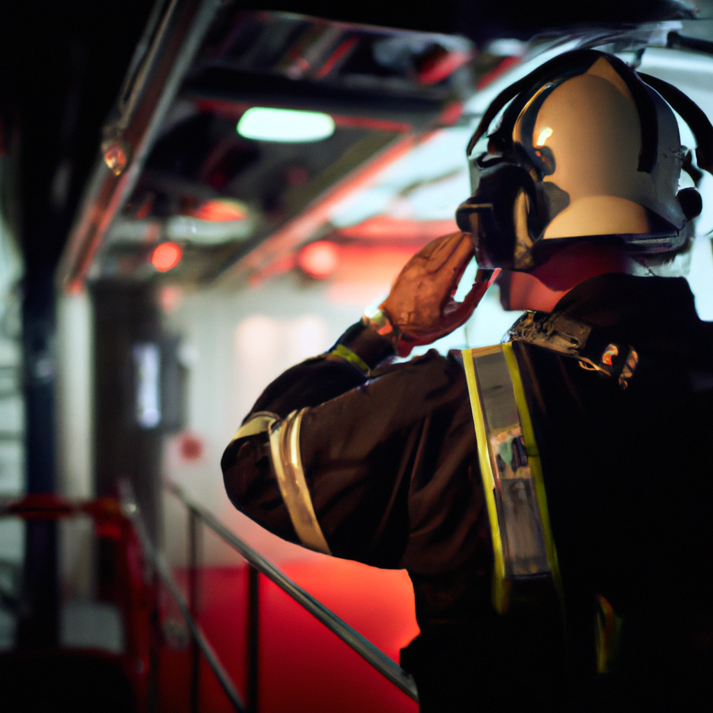 Coordinatrice logistica con radio gestisce squadre mobili in banchina